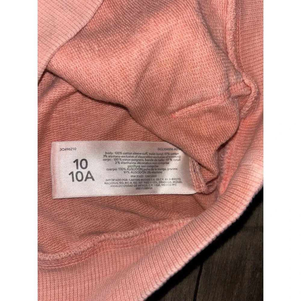 OshKosh Bgosh Kids Peach Pink‎ Mineral Wash Pullover Hoodie Sweatshirt Size 10